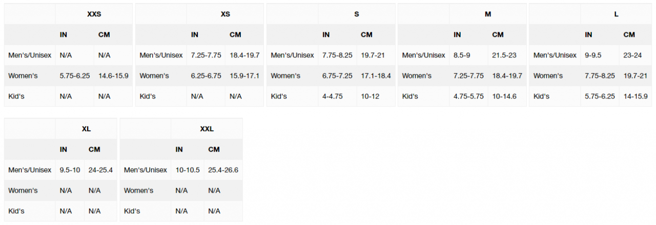 Black Diamond Crack Gloves Size Chart