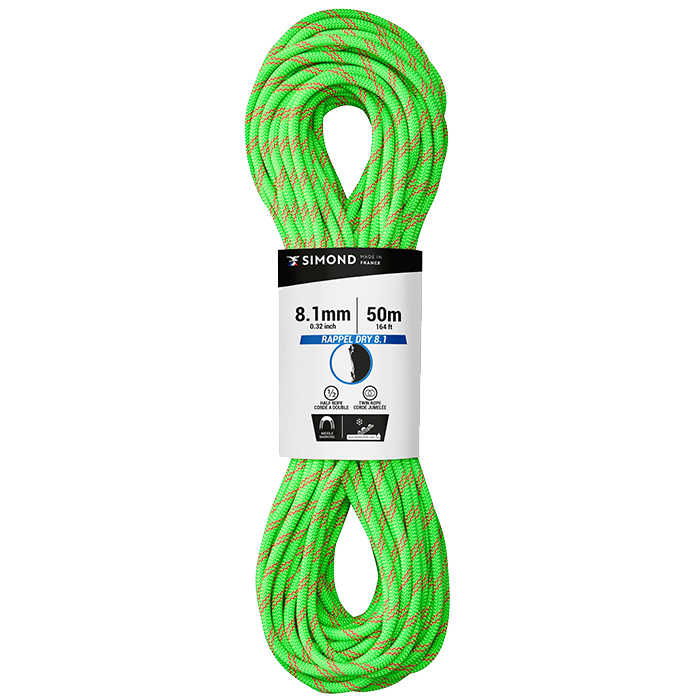 simond 81mm rappel 50m 2xdry Green