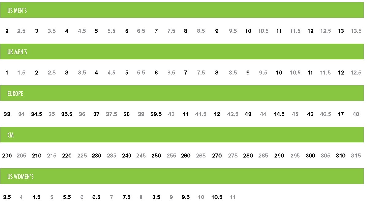 climbing shoe sizing