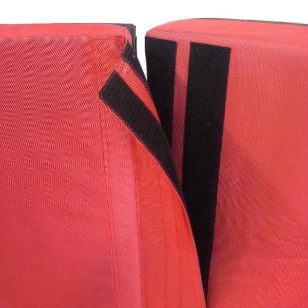 Red Chili Monster Crash Pad with velcro close-up, red